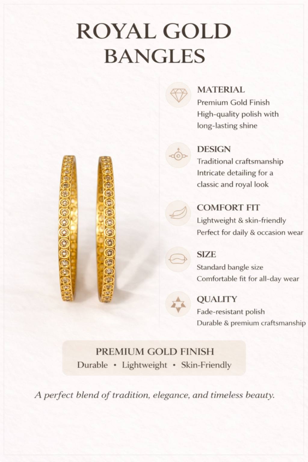 Golden Crystal Line Bangles