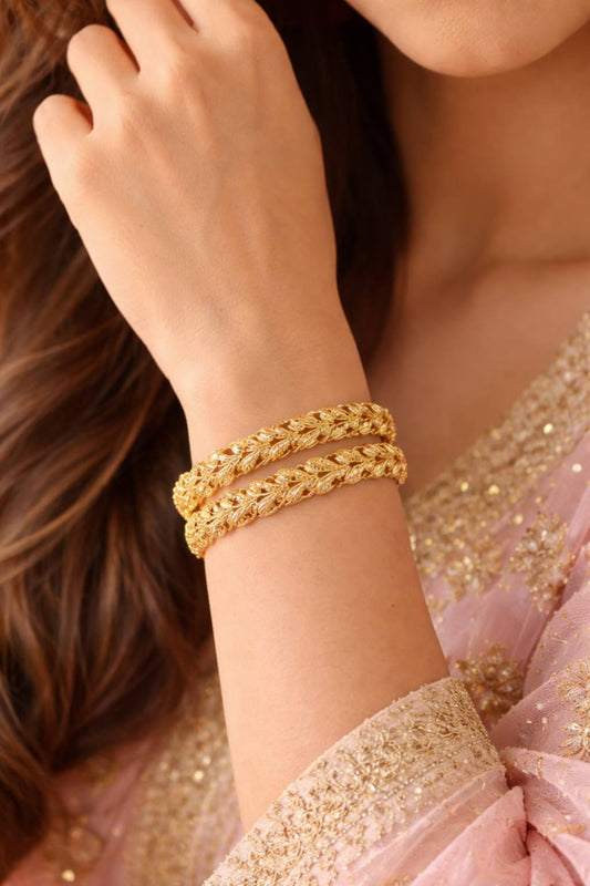 Golden Floral Vine Bangles