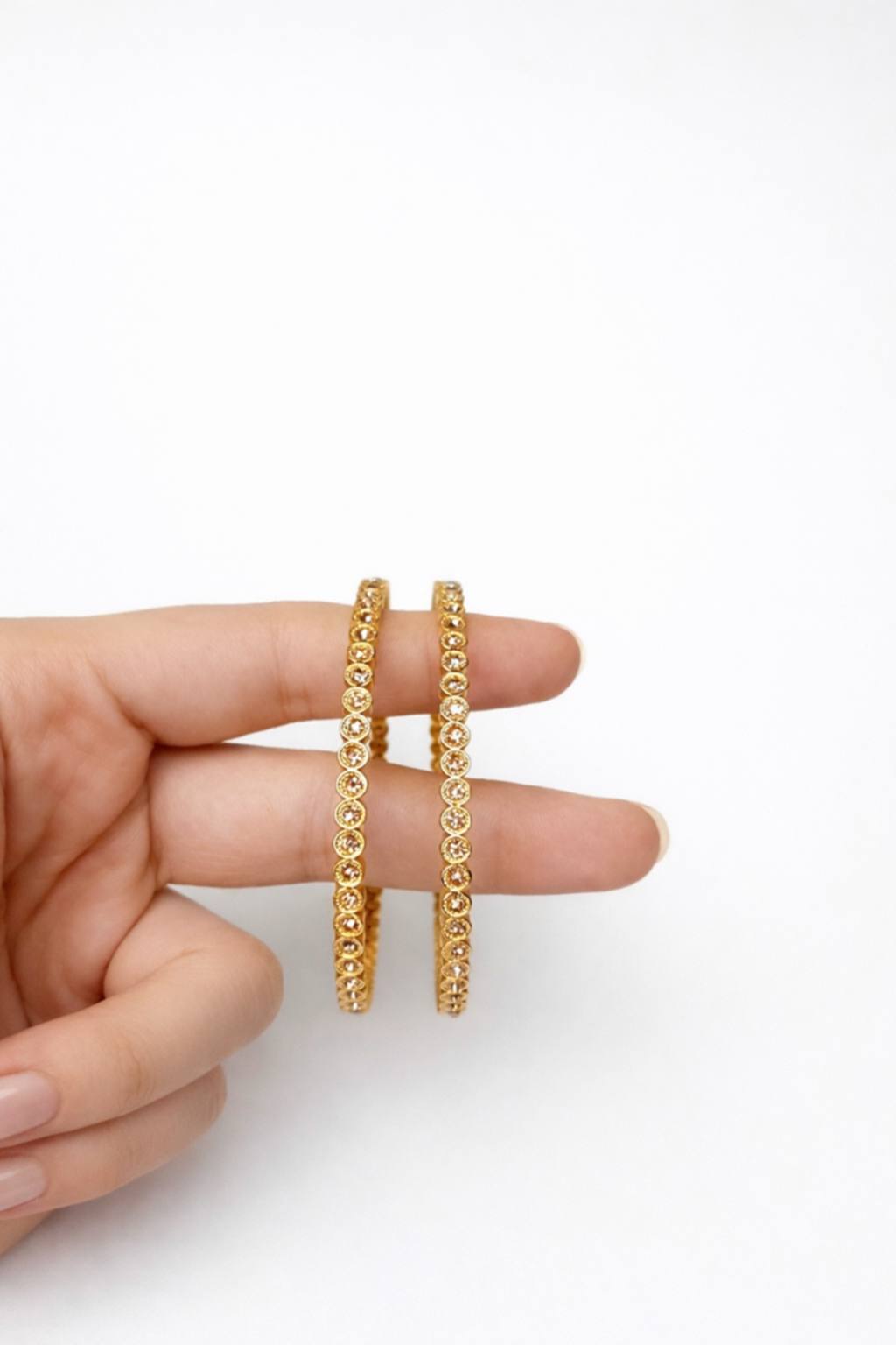 Golden Crystal Line Bangles