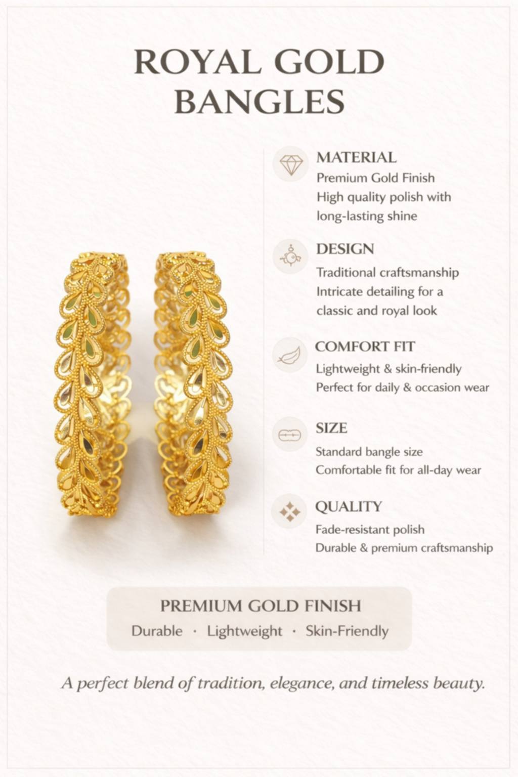 Golden Floral Vine Bangles